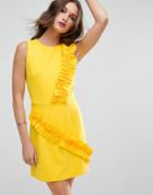 Asos Mini Dress With Frill Detail - Yellow