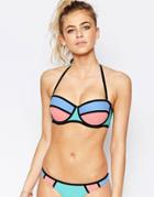New Look Color Block Balconette Bikini Top - Multi