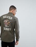 Jack & Jones Originals Military Shirt With Back Print In Regular Fit - Green