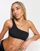 South Beach Exclusive Mix And Match Scrunch One Shoulder Bikini Top In Black