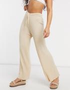 Sndys Baha Ribbed Wide Leg Pant In Sand-white