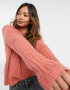 Only Vivia Long Sleeve Knit Sweater In Red