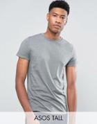 Asos Tall T-shirt With Roll Sleeve In Blue Marl - Black