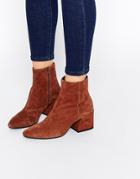 Vagabond Olivia Tan Suede Heeled Ankle Boots - Tan