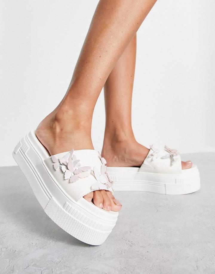 Buffalo Paired Sld Butterflies Flatform Sandals In White