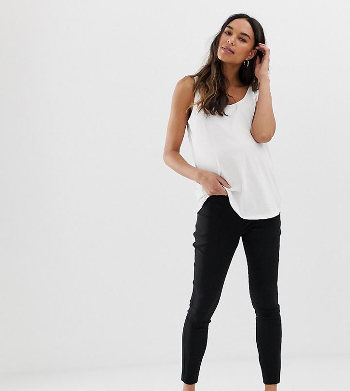 Asos Design Maternity High Waist Pants In Skinny Fit-black