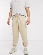 Asos Design Organic Oversized Sweatpants In Beige-neutral