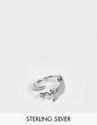 Asos Design Sterling Silver Ring With Crocodile Design