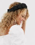 Asos Design Headband In Braid Design In Black - Pink