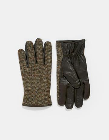 British Belt Company X Harris Tweed Leather Gloves - Blue