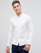 Asos Design Casual Skinny Oxford Shirt In White