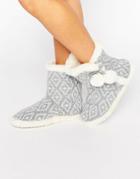 New Look Fairisle Slipper Boot - Gray