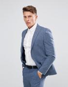 Moss London Skinny Suit Jacket In Fleck - Blue