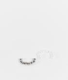 Asos Design 2-pack Faux Pearl Beaded Band Ring Set In White And Silver