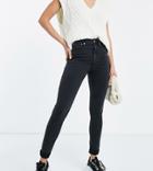 Asos Design Tall High Rise Ridley 'skinny' Jeans In Washed Black