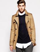 Asos Trench Coat With Belt In Tobacco - Tobacco
