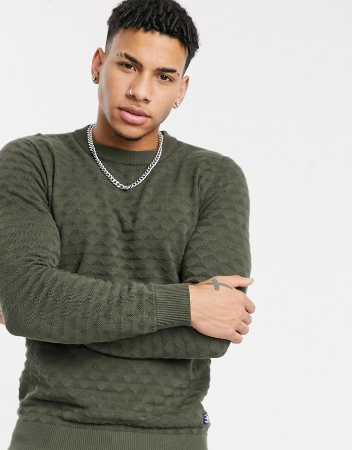 Jack & Jones Crew Neck Sweater In Dark Green