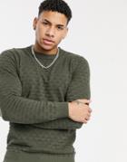 Jack & Jones Crew Neck Sweater In Dark Green