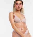 South Beach Exclusive Monowire Bikini Top In Pastel Pink Glitter