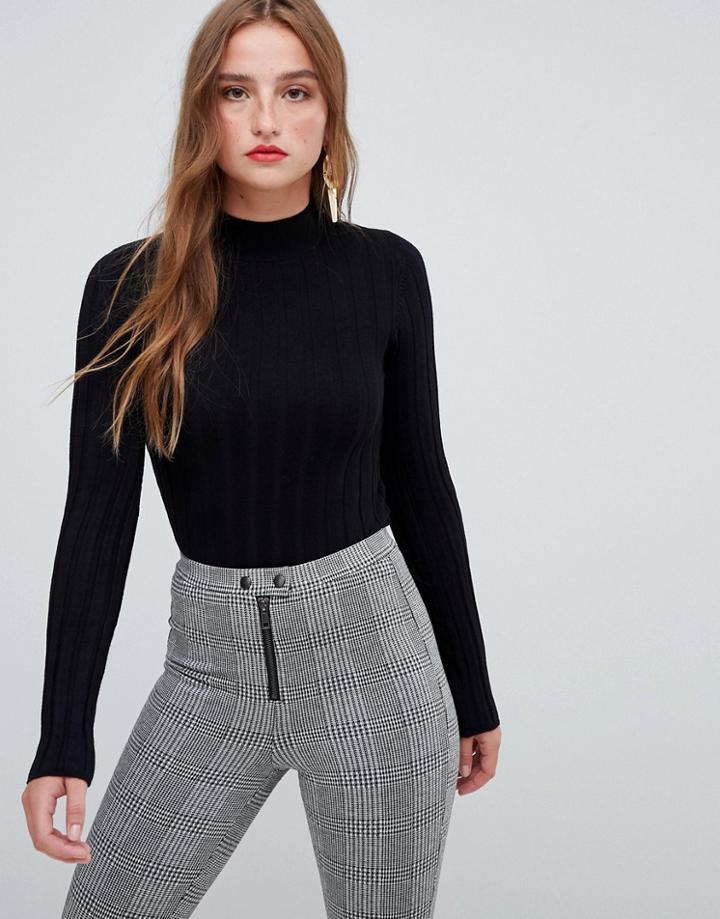 Stradivarius Ribbed Light Weight Knit Top - Blue