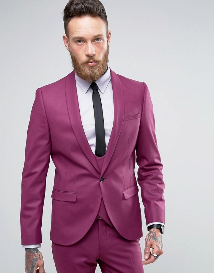 Noose & Monkey Super Skinny Suit Jacket - Pink