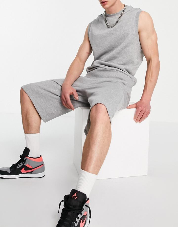 Asos Design Oversized Jersey Shorts In Gray Heather - Part Of A Set-grey