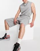 Asos Design Oversized Jersey Shorts In Gray Heather - Part Of A Set-grey