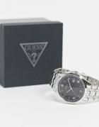 Guess Bracelet Watch With Black Dial-silver