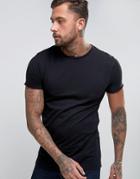 D-struct Distressed Holes Long Line T-shirt - Black
