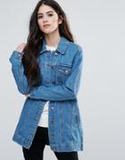 Brave Soul Acer Boyfriend Denim Jacket - Blue