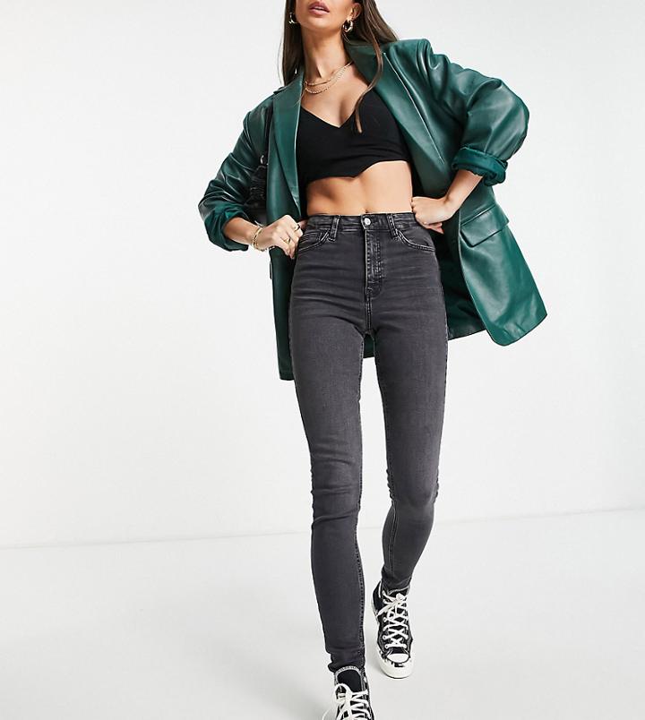 Topshop Tall Jamie Jean In Washed Black