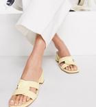 London Rebel Wide Fit Mid Heeled Mules In Yellow