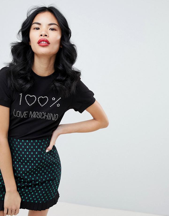 Love Moschino Top Marks Print T-shirt - Black