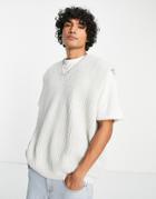 Asos Design Knitted Sleeveless V Neck Sweater In Light Gray