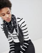Stradivarius Mono Polka Dot Satin Neck Scarf - Multi