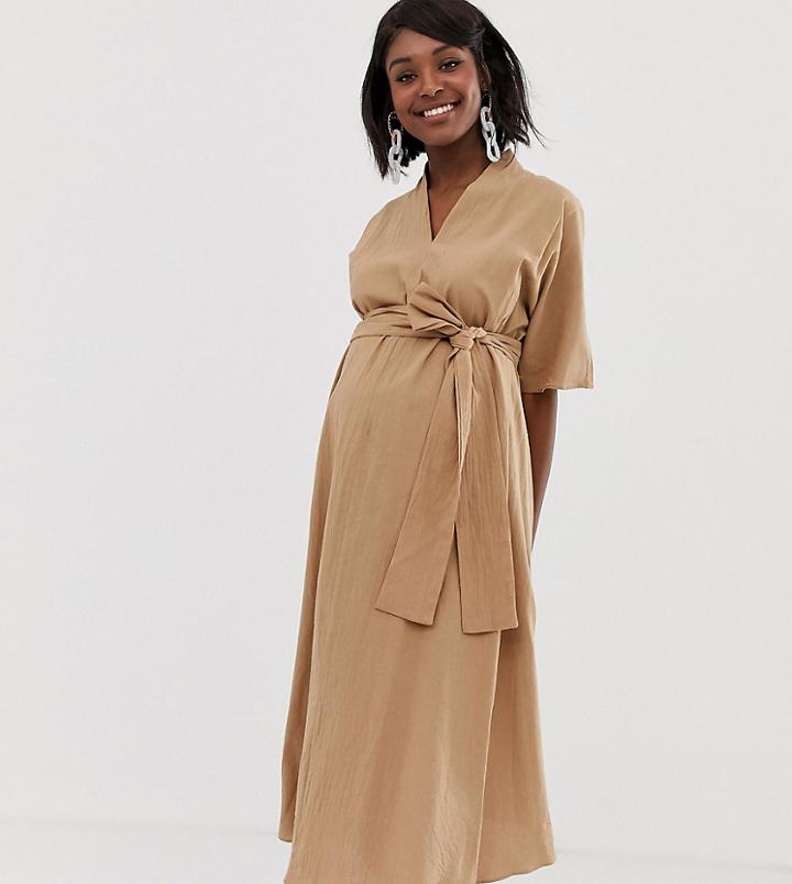 Glamorous Bloom Midi Dress With Belt Tie And Kimono Sleeves