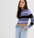 Collusion Color Block Ribbed Crop Sweater - Multi