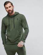 Rose London Hoodie In Khaki With Taping - Green