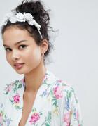 Asos Design Statement Leather Look Floral Headband - White
