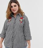 Influence Plus Gingham Shirt With Embroidery - Multi