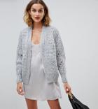 River Island Stitch Cardigan In Light Gray - Gray