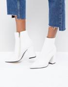 Public Desire Empire White Block Heeled Ankle Boots - White