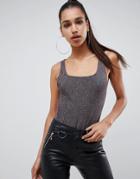 Asos Design Metallic Tank Body - Silver
