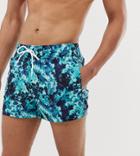 Asos Design Tall Swim Shorts In Navy Tie Dye Super Short Length - Navy