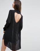 Vero Moda Petite Shirt Dress With Slits And Keyhole Back - Black