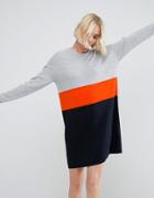 Asos Sweater Dress In Rib And Stripe - Multi