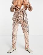 Asos Design Skinny Suit Pants In Diamond Sequin In Champagne-gold
