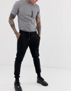 Asos Design Skinny Sweatpants In Black With Deep Rib Cuff