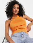 Vero Moda Halterneck Top In Bright Orange