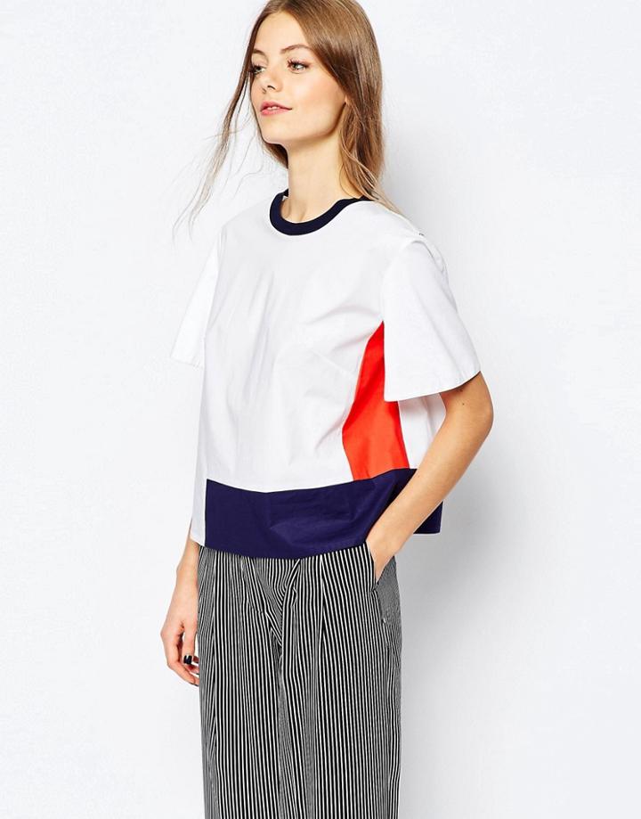 Sportmax Code Color Block Top In White - 001 Optical White